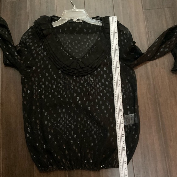 LOVE MOSCHINO Black Silk Sheer Dotted Long Sleeve Top Size 8 - Picture 6 of 7